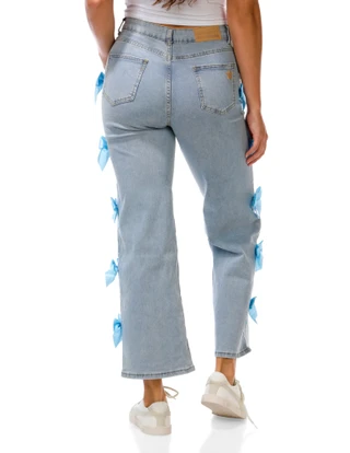 Thumbnail 2: Celebrity Ace Juniors Wide Leg Retro Jeans w/ Bows 