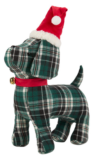 Thumbnail 1: Magical Season 17 in Christmas Plaid Dog with Bell in Santa Hat Decor 