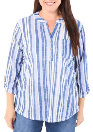 Thumbnail 1: Joie De Vivre Women's Plus Quarter Button Top  