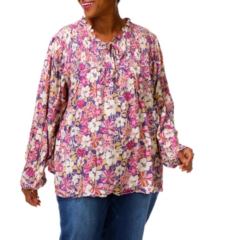 Thumbnail 1: Hayden LA Women's Plus Long Sleeve Tie Front Blouse 