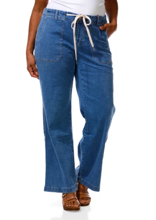 Thumbnail 3: Royalty For ME Women's Plus Drawstring Jeans 