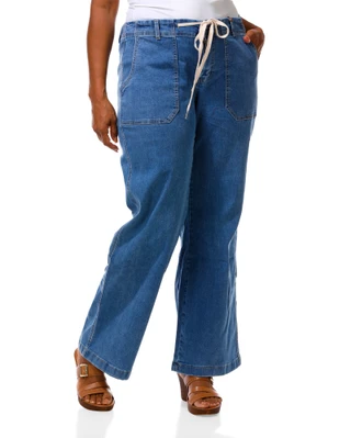 Thumbnail 1: Royalty For ME Women's Plus Drawstring Jeans 