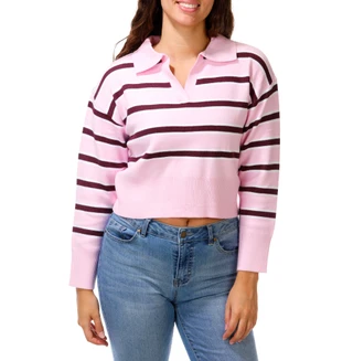 Thumbnail 1: No Comment Juniors Split Neck Crop Sweater 