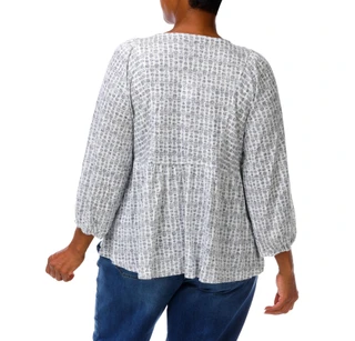 Thumbnail 2: BOBEAU Women's Plus Tie Front Keyhole Top 