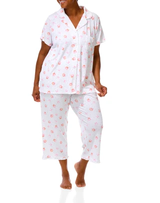 Thumbnail 1: Laura Ashley Women's Plus 2 Pc Pajama Pants Set 