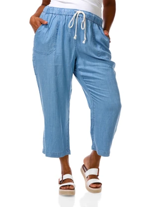 Thumbnail 1: Workshop Republic Clothing Women's Plus Tencel Tie Waist Pants 