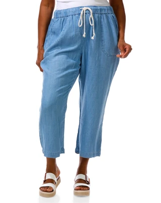Thumbnail 3: Workshop Republic Clothing Women's Plus Tencel Tie Waist Pants 
