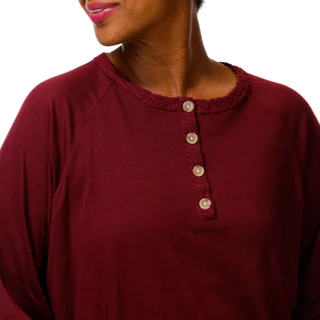 Thumbnail 3: BOBEAU Women's Plus Long Sleeve Lace Trim Top 
