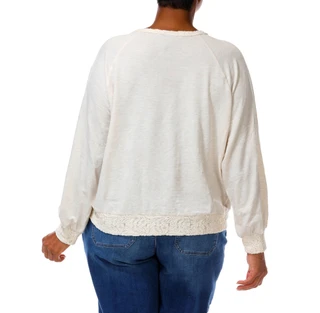 Thumbnail 5: BOBEAU Women's Plus Long Sleeve Lace Trim Top 