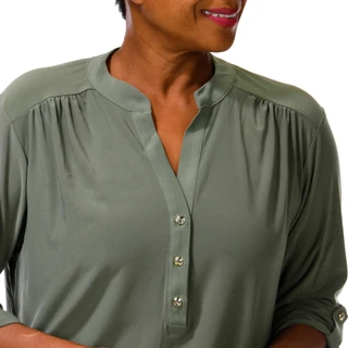 Thumbnail 2: Joie De Vivre Women's Plus 3/4 Sleeve Split Neck Top 