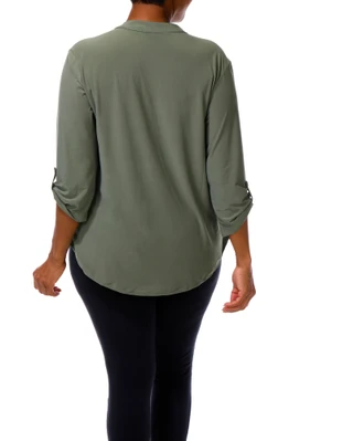 Thumbnail 3: Joie De Vivre Women's Plus 3/4 Sleeve Split Neck Top 