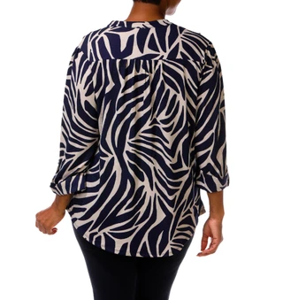 Thumbnail 3: Cocomo Women's Plus 3/4 Sleeve Split Neck Front Pleat Top 