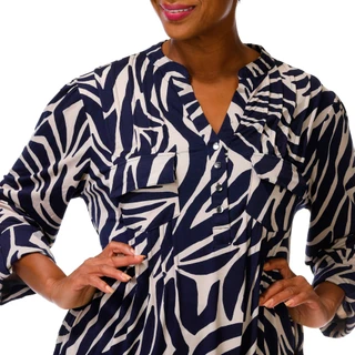 Thumbnail 5: Cocomo Women's Plus 3/4 Sleeve Split Neck Front Pleat Top 