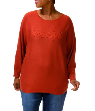Thumbnail 1: ADRIENNE VITTADINI Women's Plus Thankful Knit Top 
