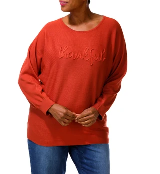Thumbnail 4: ADRIENNE VITTADINI Women's Plus Thankful Knit Top 