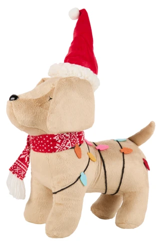 Thumbnail 1: Magical Season 14 in Christmas Dog Wrapped in Lights with Santa Hat Decor 