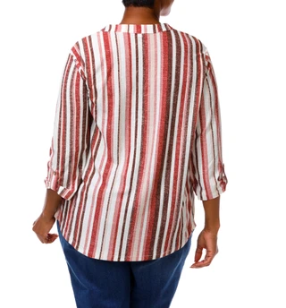 Thumbnail 4: Joie De Vivre Women's Plus 3/4 Sleeve Split Neck Top 