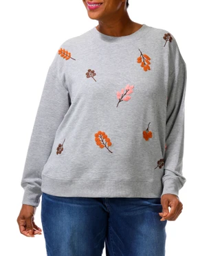 Thumbnail 1: Marled Women's Plus Fall Leaf Sweatshirt  