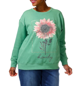 Thumbnail 1: Anneliese Women's Plus Sunflower Sweatshirt  