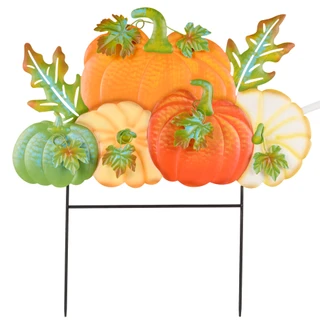 Thumbnail 1: Autumn Gatherings 24 in Harvest Pumpkin Patch Yard Stake 