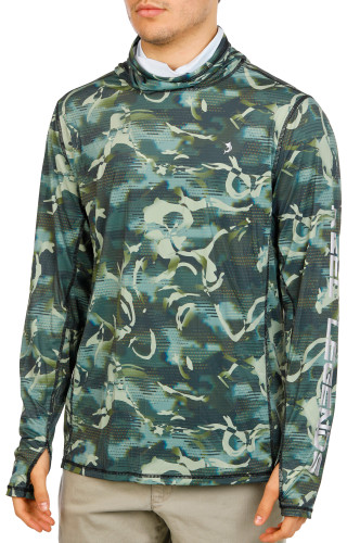 Thumbnail 1: REEL LEGENDS Men's Long Sleeve Moisture Wicking Printed Hoodie 