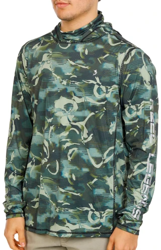 Thumbnail 4: REEL LEGENDS Men's Long Sleeve Moisture Wicking Printed Hoodie 
