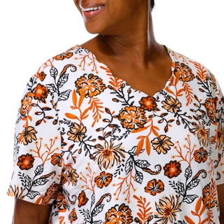 Thumbnail 4: Coral Bay Plus Short Sleeve Scalloped Harvest Floral Tee 