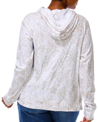 Thumbnail 3: REEL LEGENDS Plus Long Sleeve Floral Knit Hoodie Sweatshirt 