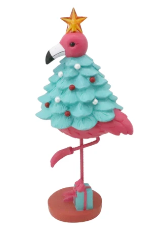 Thumbnail 1: Magical Season 12" Resin Flamingo Christmas Tree 