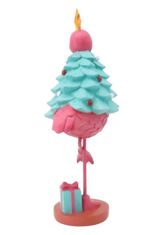 Thumbnail 2: Magical Season 12" Resin Flamingo Christmas Tree 