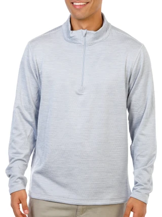 Thumbnail 1: REEL LEGENDS Men's Honeycomb Heather Long Sleeve Pullover w/ Quarter Zip 