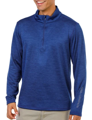 Thumbnail 1: REEL LEGENDS Men's Honeycomb Heather Long Sleeve Pullover w/ Quarter Zip 