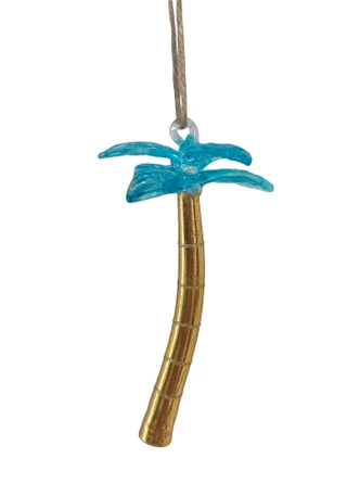 Thumbnail 2: Magical Season Blue Palm Tree Glass Ornament 