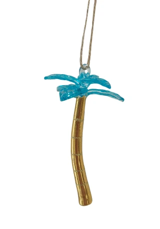 Thumbnail 1: Magical Season Blue Palm Tree Glass Ornament 