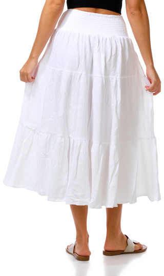 Thumbnail 2: Chelsea & Theodore Juniors Smocked Gauze Tiered Midi Skirt  