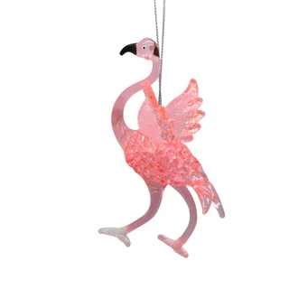 Thumbnail 1: Magical Season Spun Glass Flamingo Ornament 