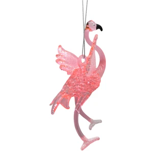 Thumbnail 2: Magical Season Spun Glass Flamingo Ornament 