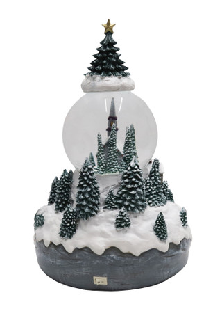Thumbnail 3: Magical Season 5" Musical Christmas Scene Snow Globe with Moving Train Base 