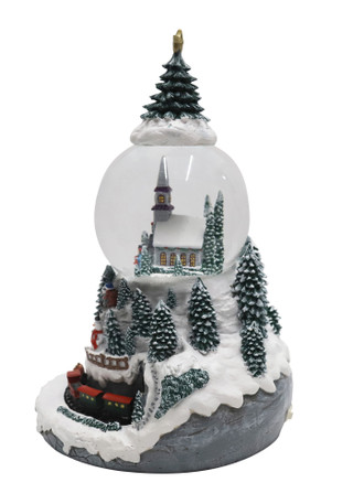 Thumbnail 5: Magical Season 5" Musical Christmas Scene Snow Globe with Moving Train Base 