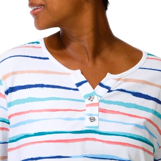 Thumbnail 2: Coral Bay Plus 3/4 Sleeve Striped Toggle Henley Top 