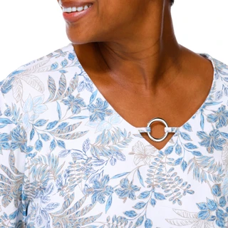 Thumbnail 3: Coral Bay Plus 3/4 Sleeve Floral V Neck Ring Top 