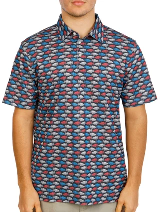 Thumbnail 1: Southern Palms Men's Short Sleeve Printed Performance Polo 