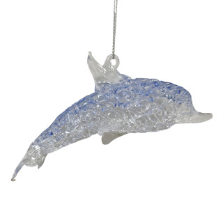 Thumbnail 2: Magical Season Blue Glitter Dolphin Glass Ornament 