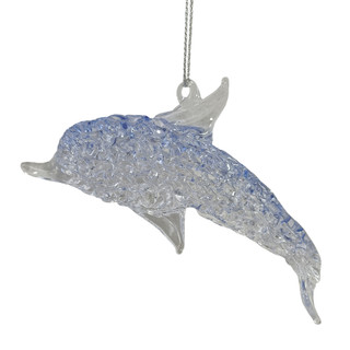 Thumbnail 1: Magical Season Blue Glitter Dolphin Glass Ornament 