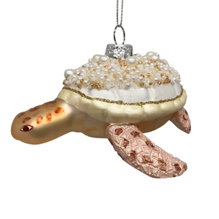 Thumbnail 1: Magical Season Glass Turtle with Pearls Ornament 