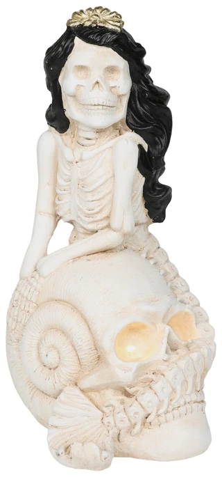 Thumbnail 1: Magical Season 20 In Light Up Skeleton Mermaid on Skull Figurine 