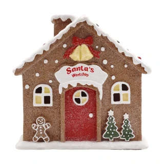 Thumbnail 2: Magical Season 6" x 6" LED Brown Gingerbread House 