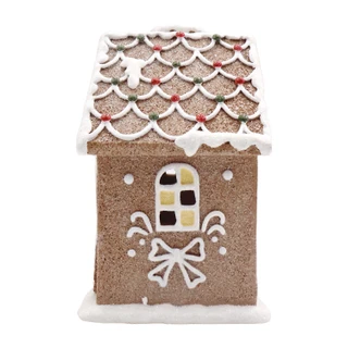 Thumbnail 3: Magical Season 6" x 6" LED Brown Gingerbread House 