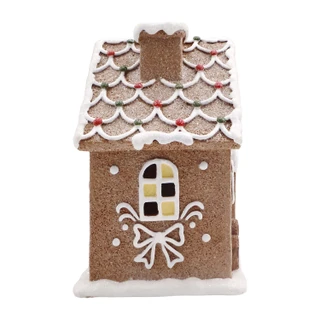 Thumbnail 5: Magical Season 6" x 6" LED Brown Gingerbread House 