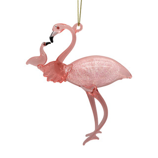 Thumbnail 1: Magical Season Glass Flamingo Family Ornament 